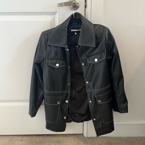 Weworewhat Faux Leather Overshirt White Stitching